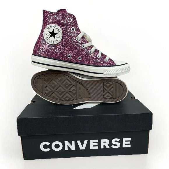 Converse Chuck Taylor All Star Glitter Womens Size 6 Orchid Purple Abyss A11137C - Picture 1 of 10